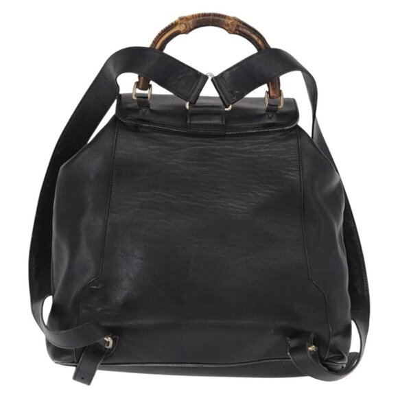 GUCCI Bamboo Backpack Leather Black Gold main image 16
